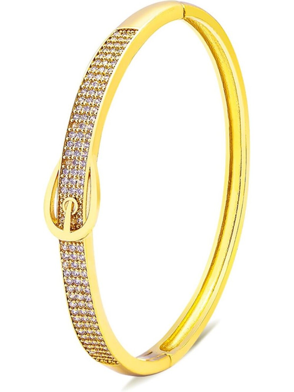 Elegant Gold Crystal Bangle Bracelet | Tarnish-Free, Stackable, Adjustable Fit